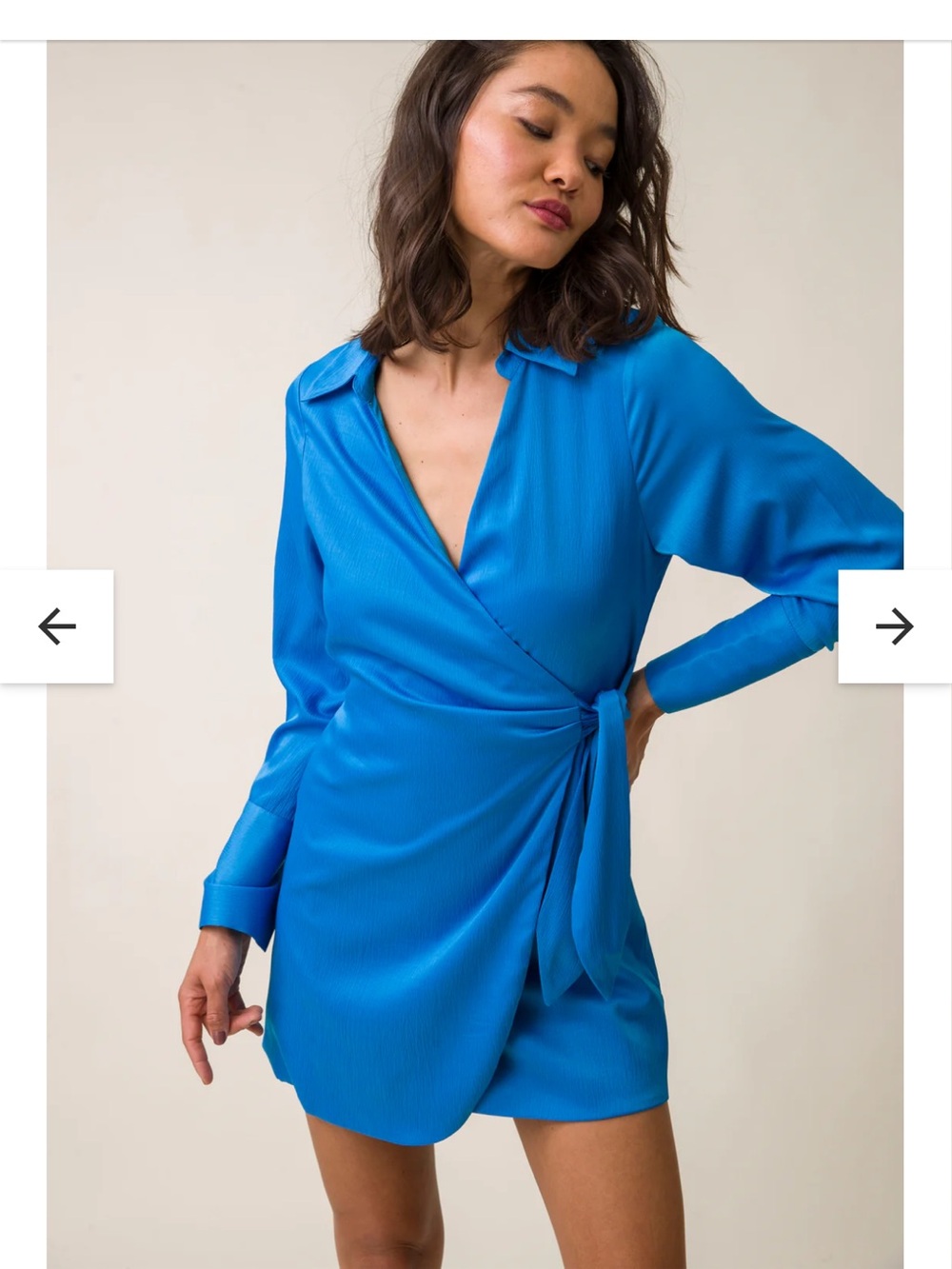 Line & Dot Electric Blue Wrap Mini Dress